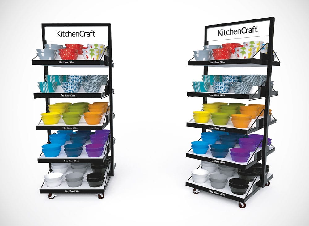 A freestanding display stand for kitchencraft - a concept image
