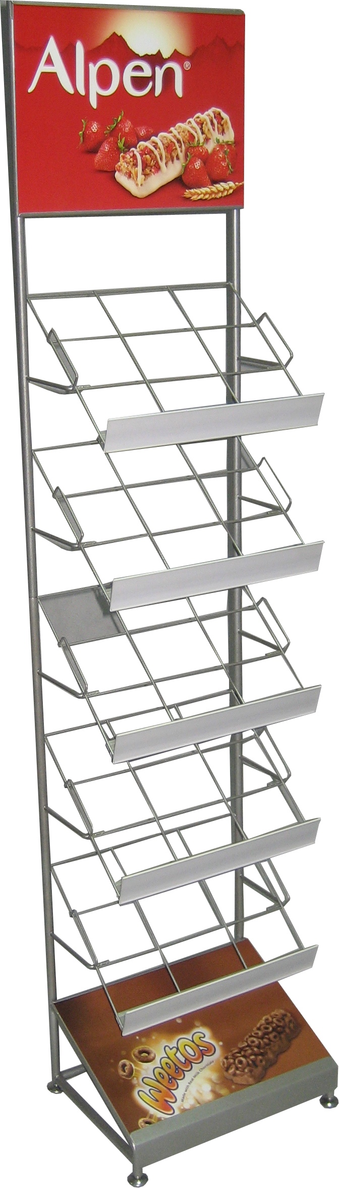 metal food point of sale stand