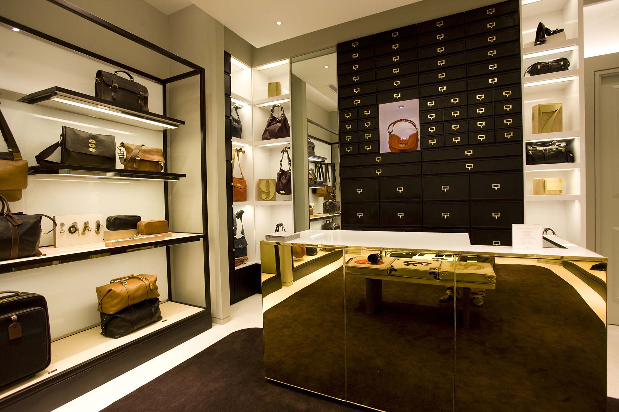 Mulberry bag behind counter display