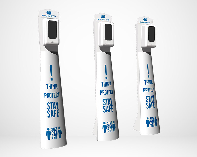 Hand sanitiser stands available for branding