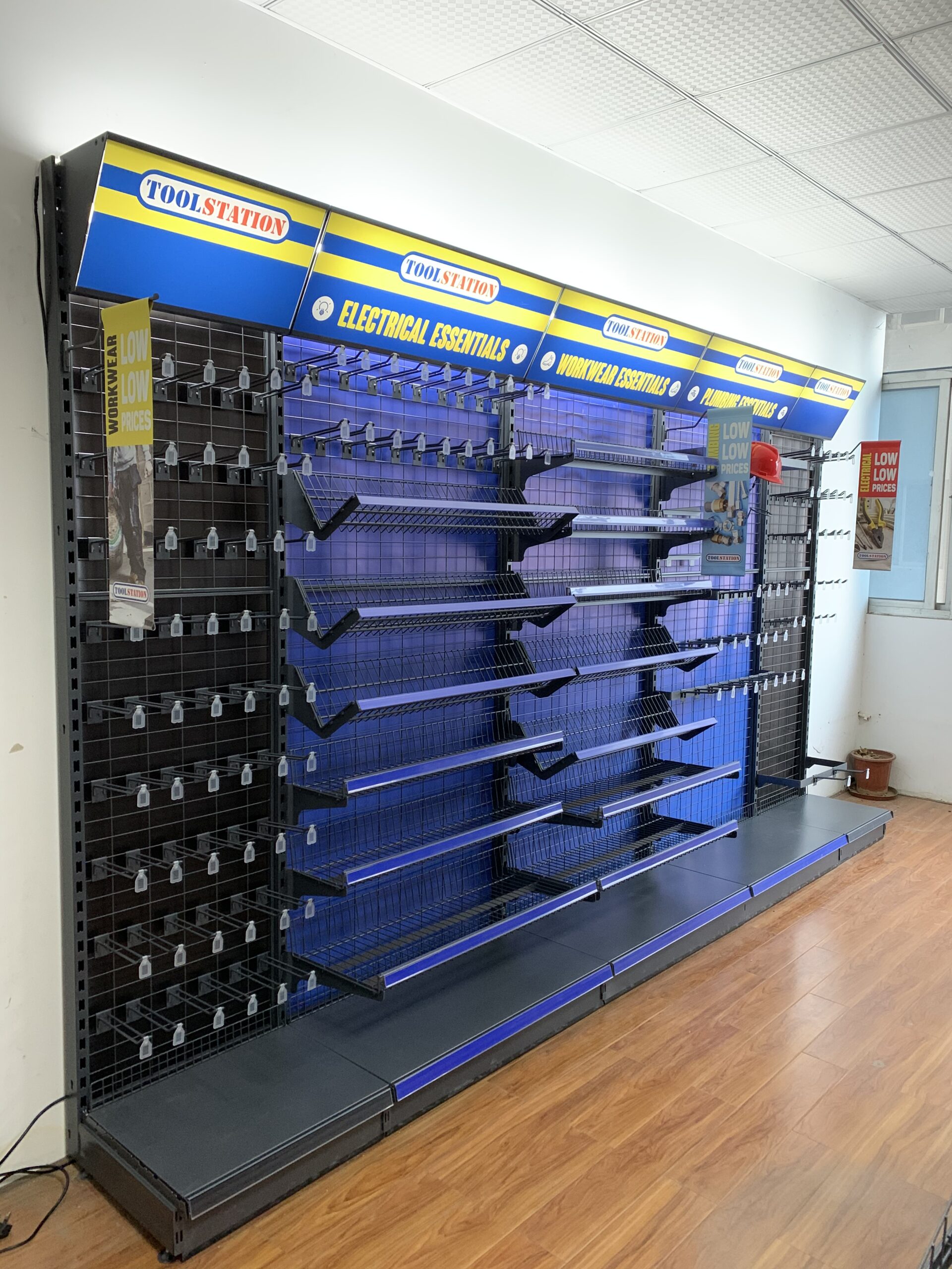 Wall Bay Display for Power Tools in Blue