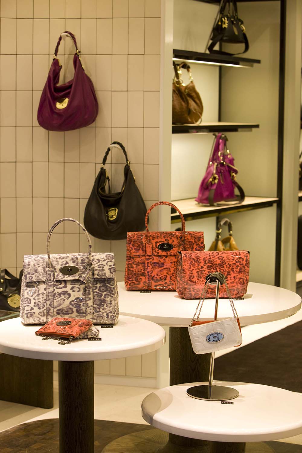 bags on a table for a display