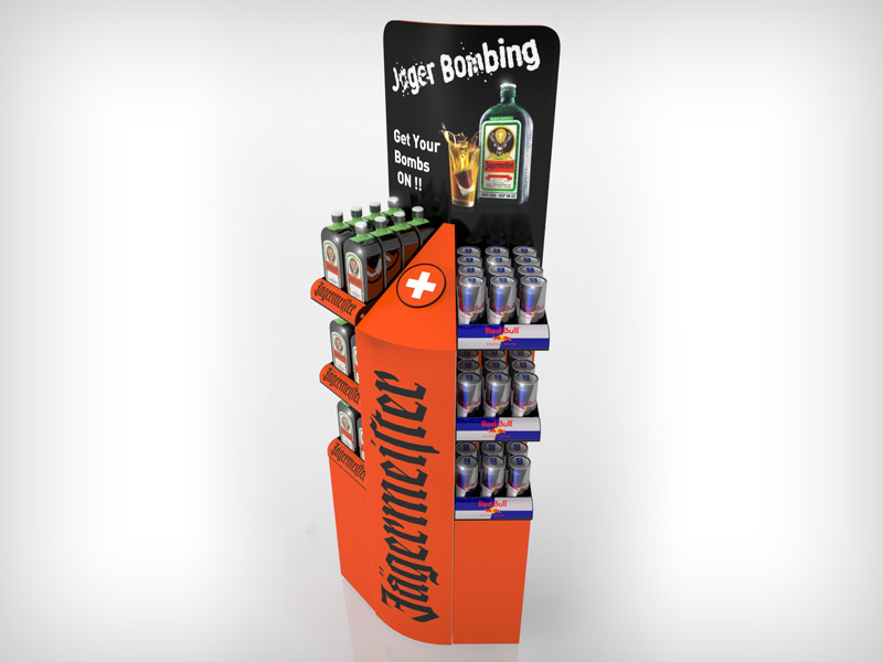 A drinks product display for Jager
