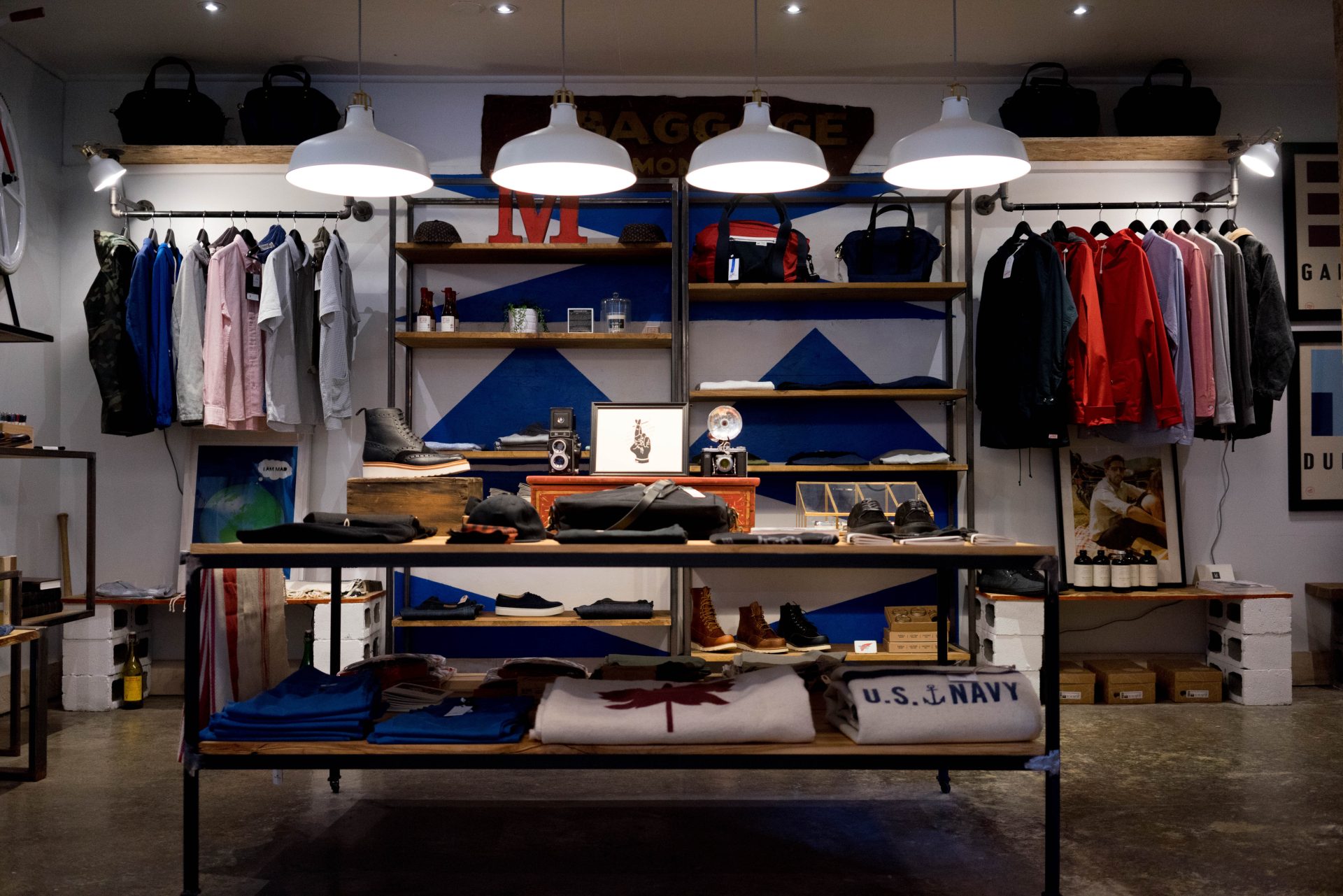 an illuminated retail shelving display table