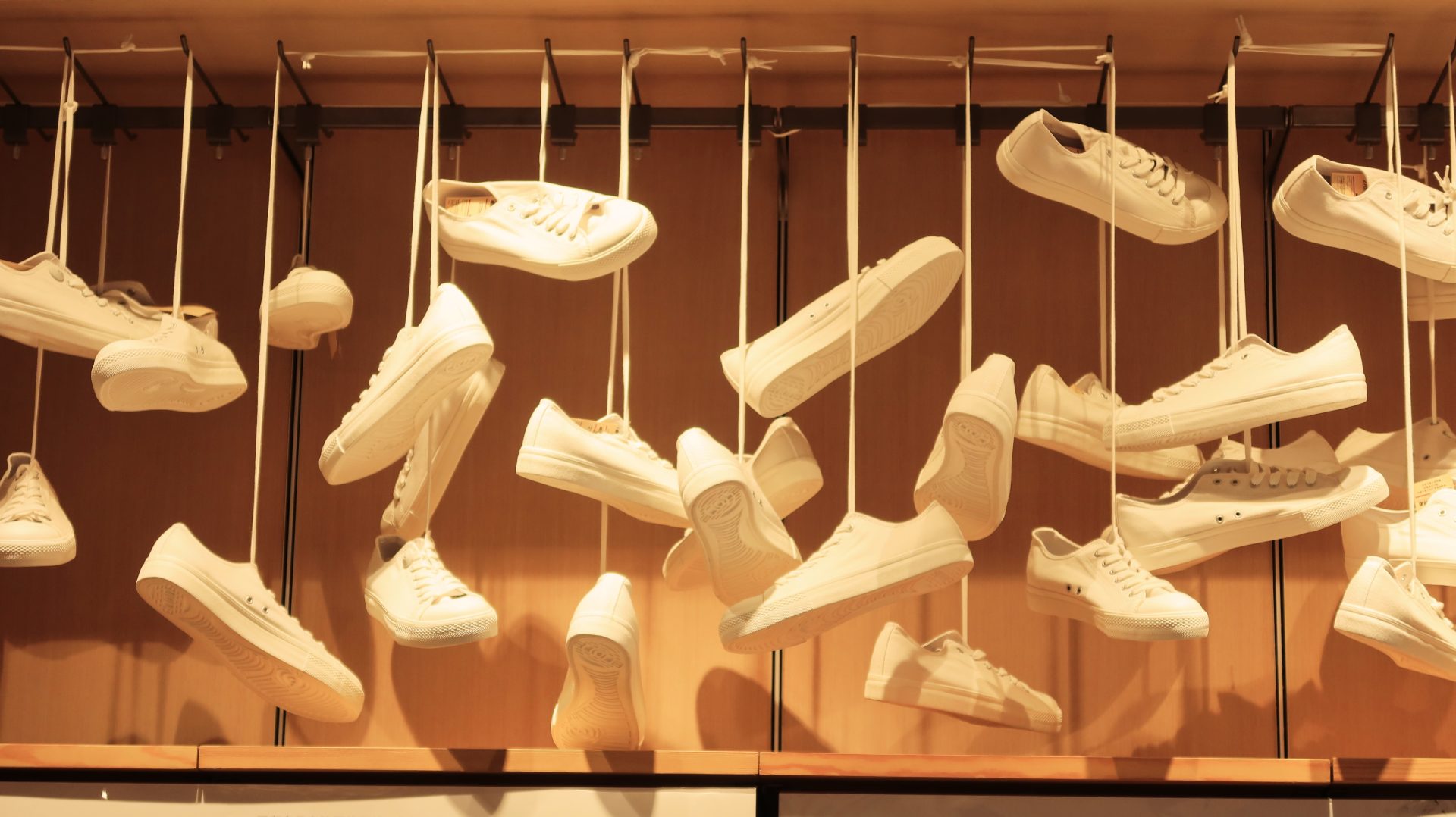 Hanging shoes as a display