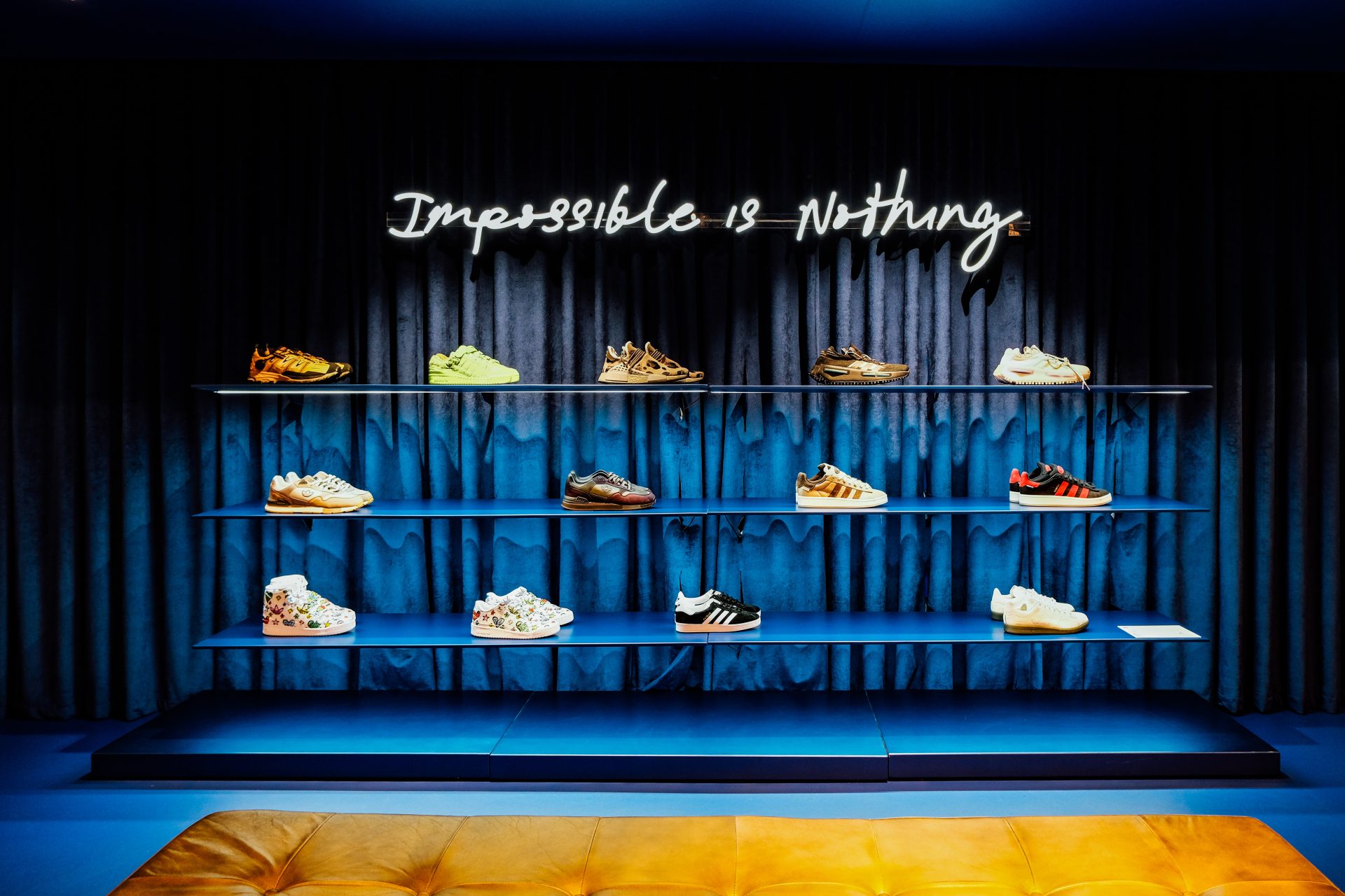 Shoes on a highlighted display