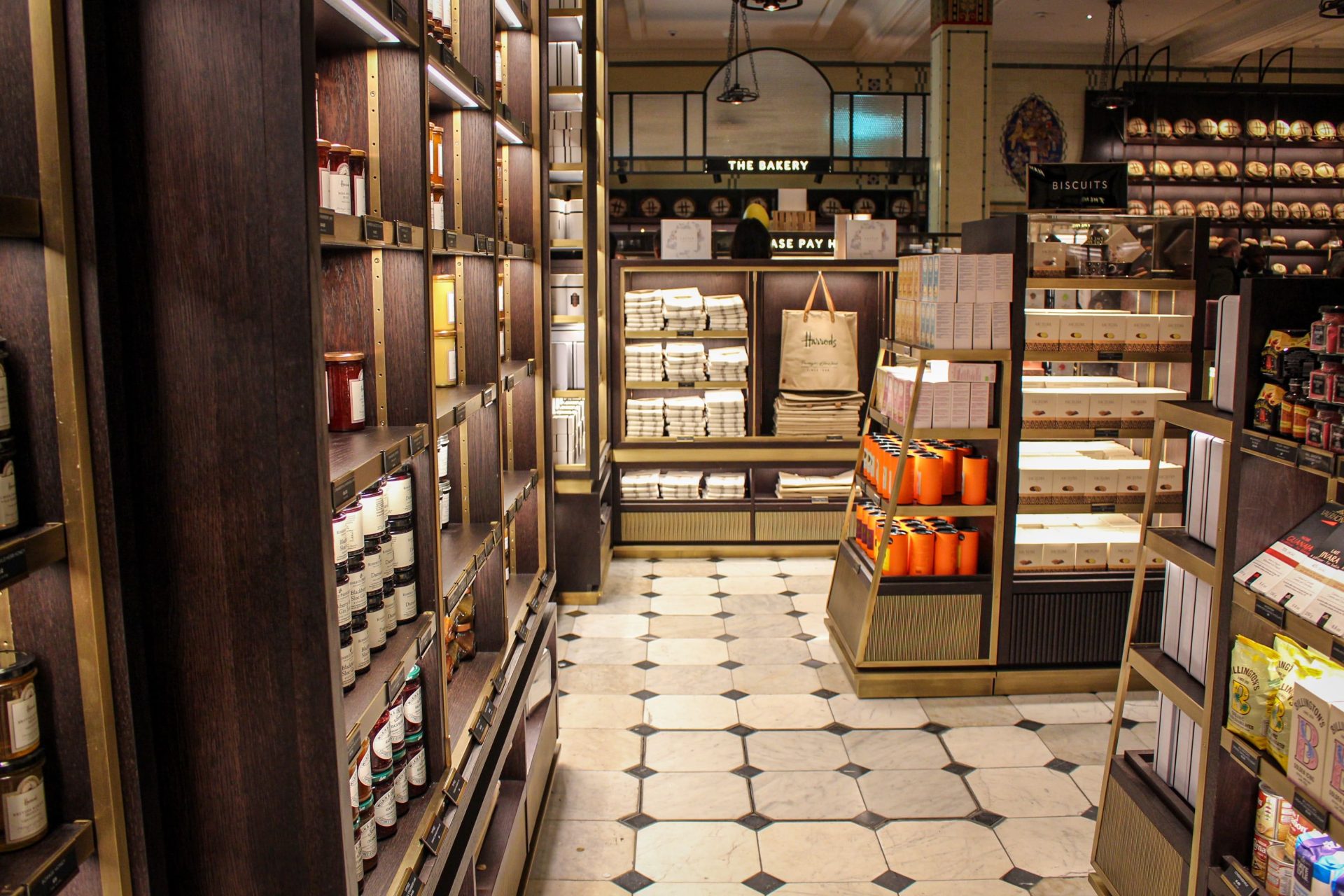 A bag display idea in a cabinet with shelving