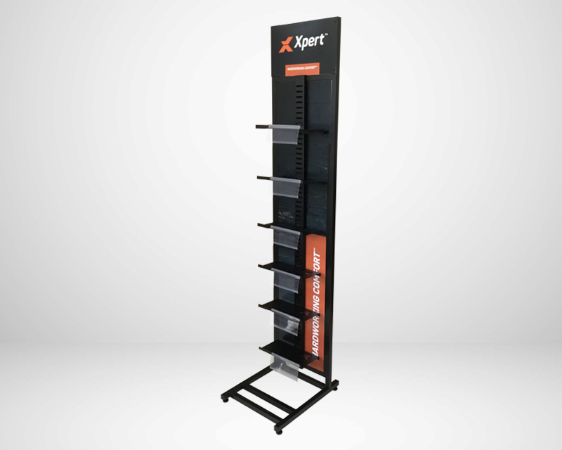 Image of a metal freestanding retail display - angled.