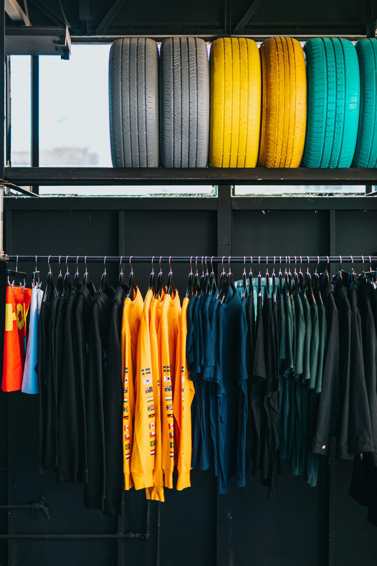 Built in clothing racks for a car retailer