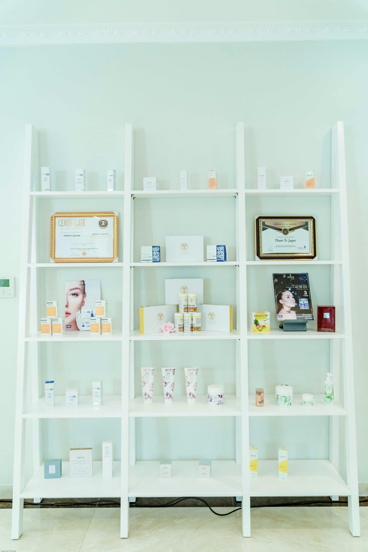 Simple shelving in a salon