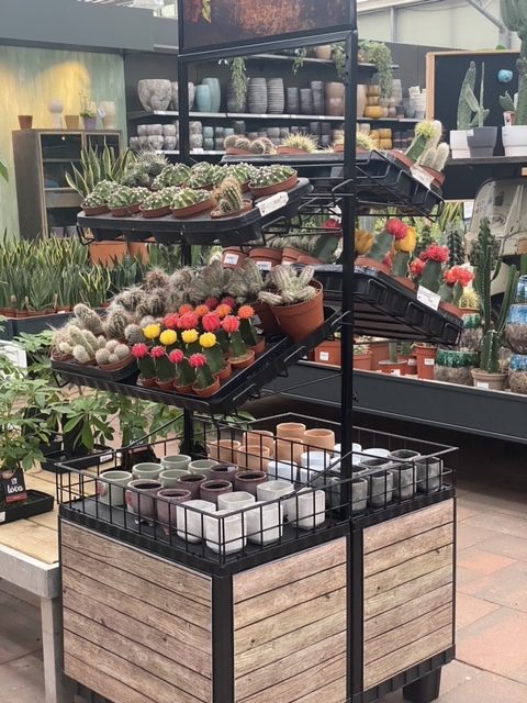 A freestanding display that offers a cross selling opportunity 