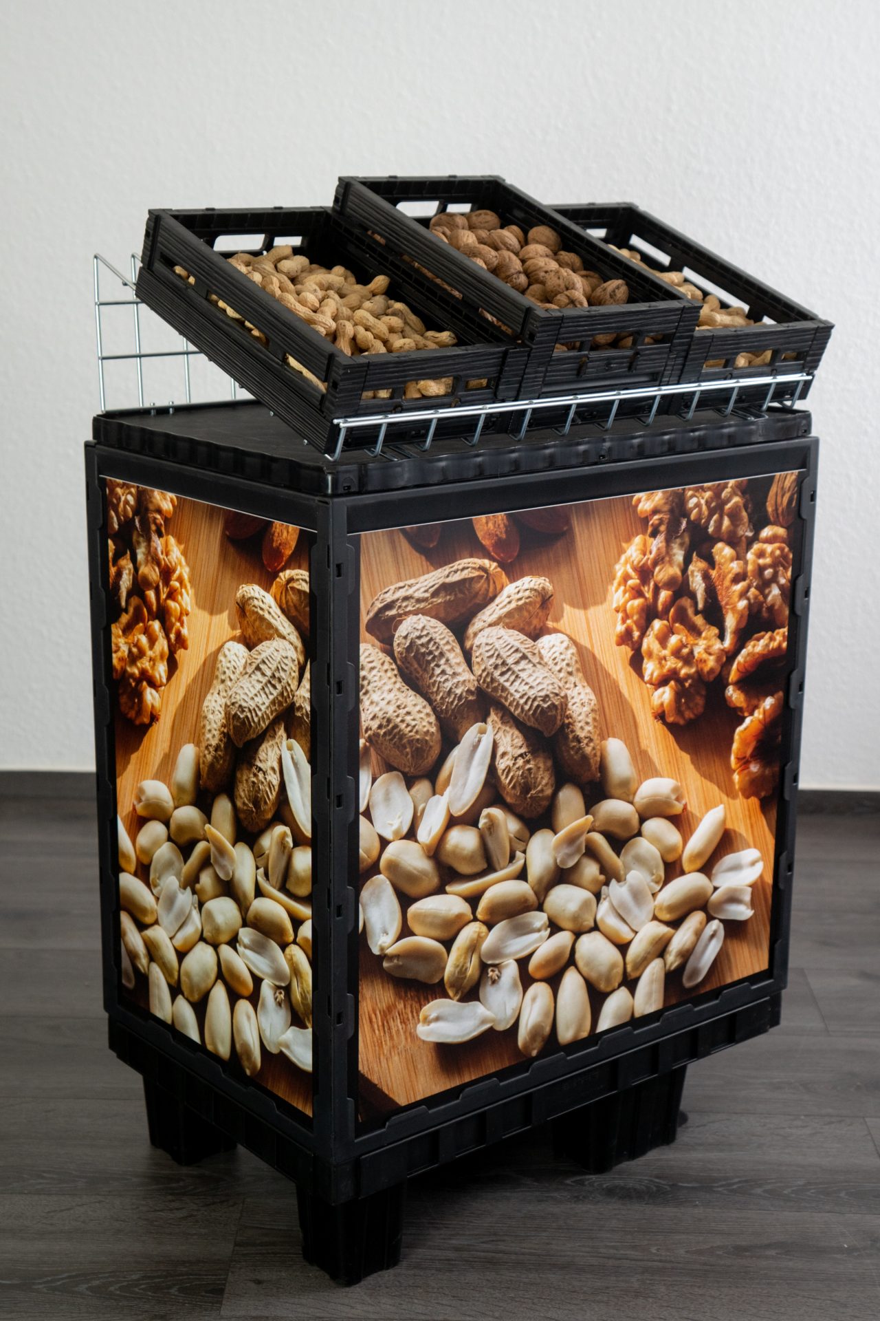 Nut assortment display with imagery