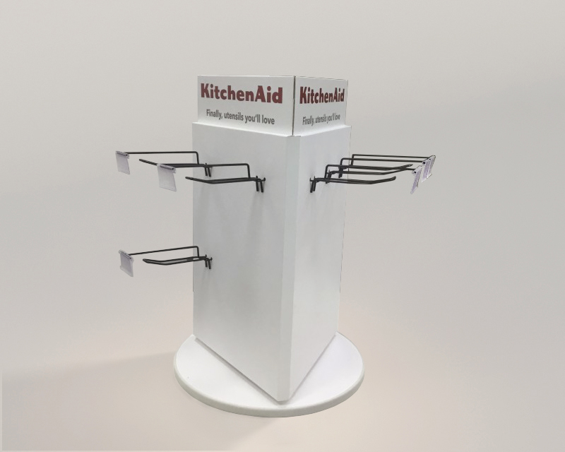 3-way countertop display with customizable header and hooks